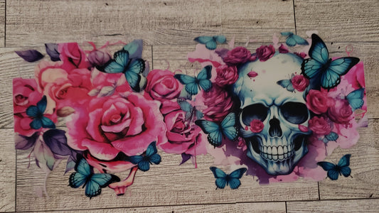 Pink Flowers Skull